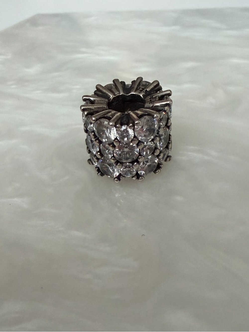 Pandora Clear Sparkle Charm Sterling Silver Clear Cz